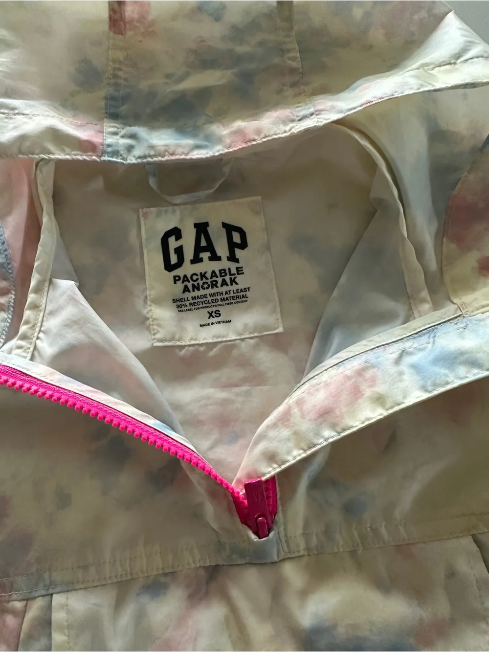 GAP Kids Toddler Tie-Dye Rainbow Raincoat Zipper Pull Over Jacket